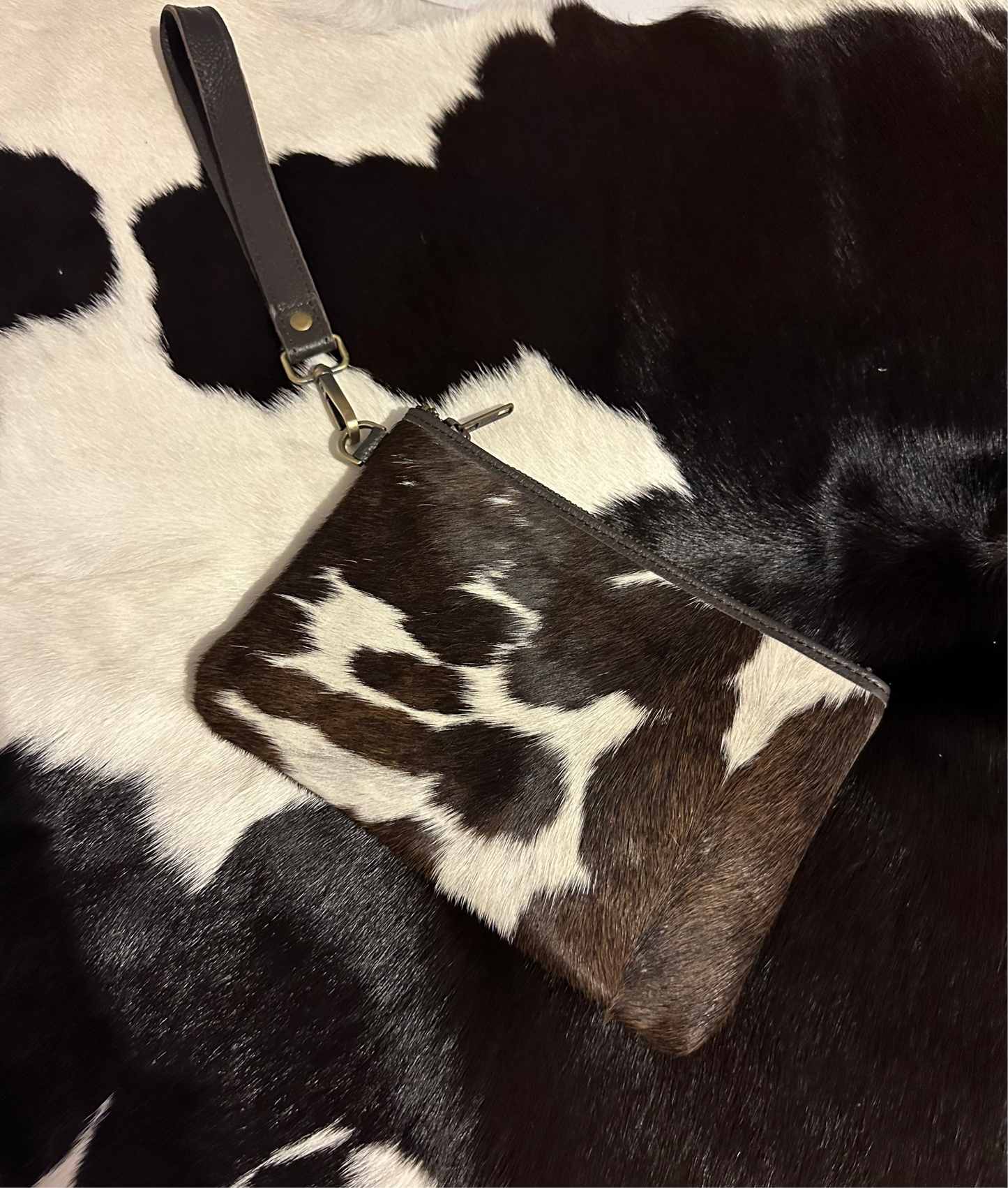 Classic Cowhide Wristlet Pouch