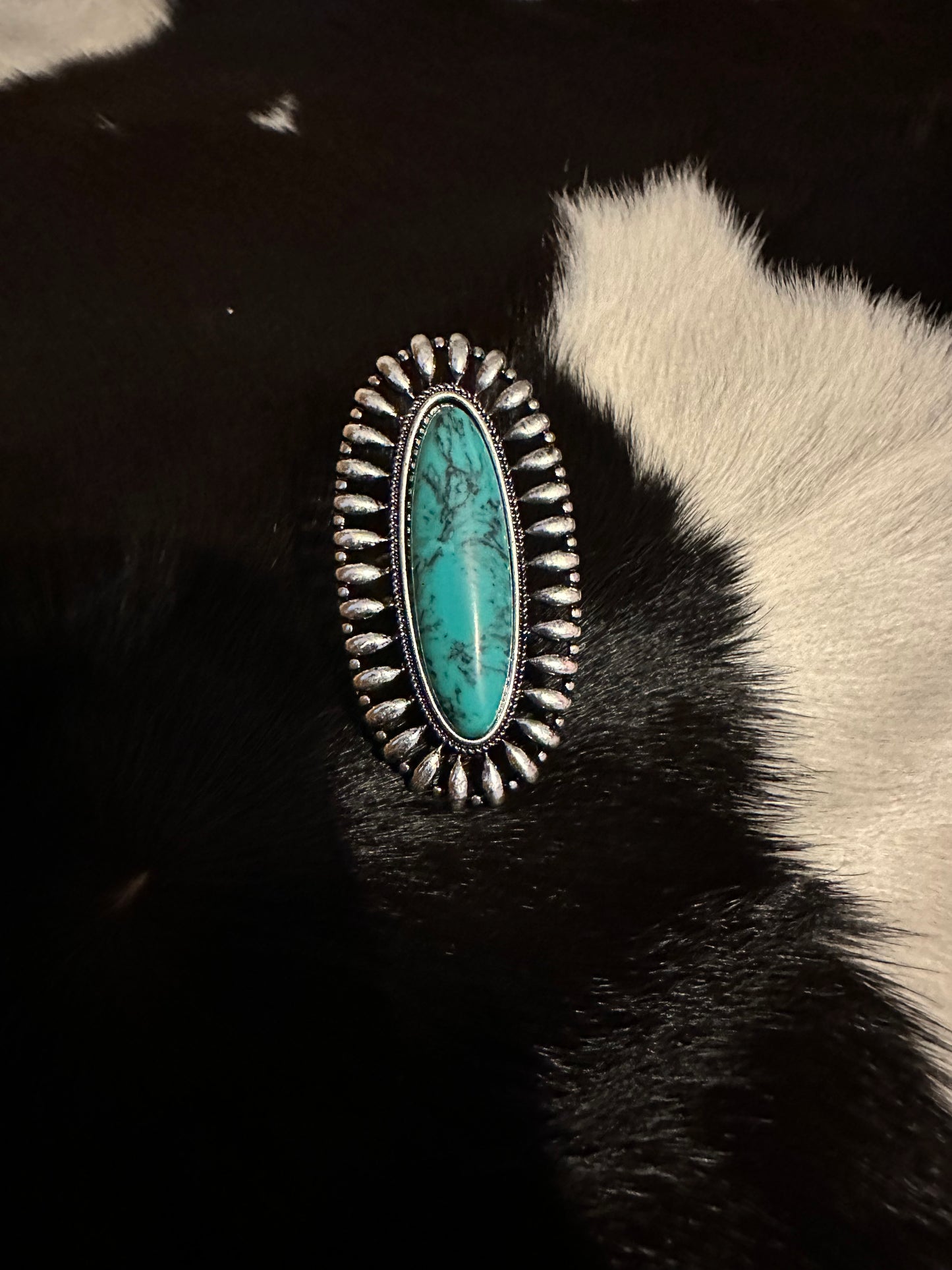 Western Oversized Oval Stone Ring