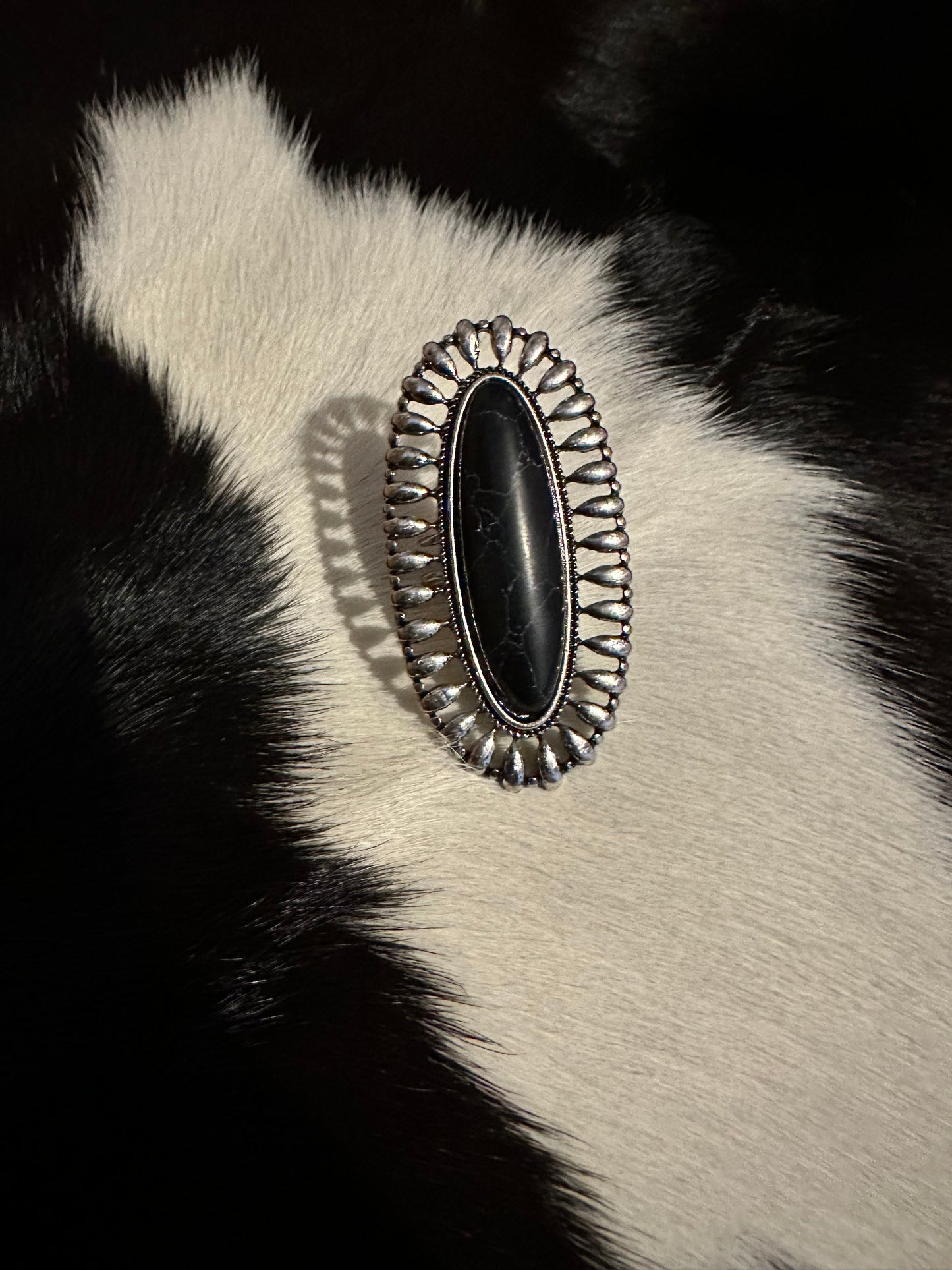 Western Oversized Oval Stone Ring