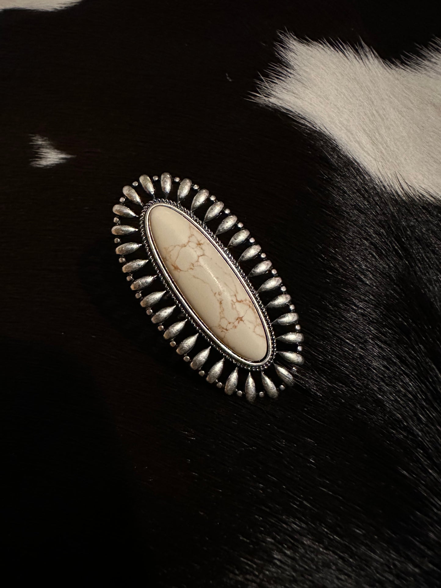 Western Oversized Oval Stone Ring