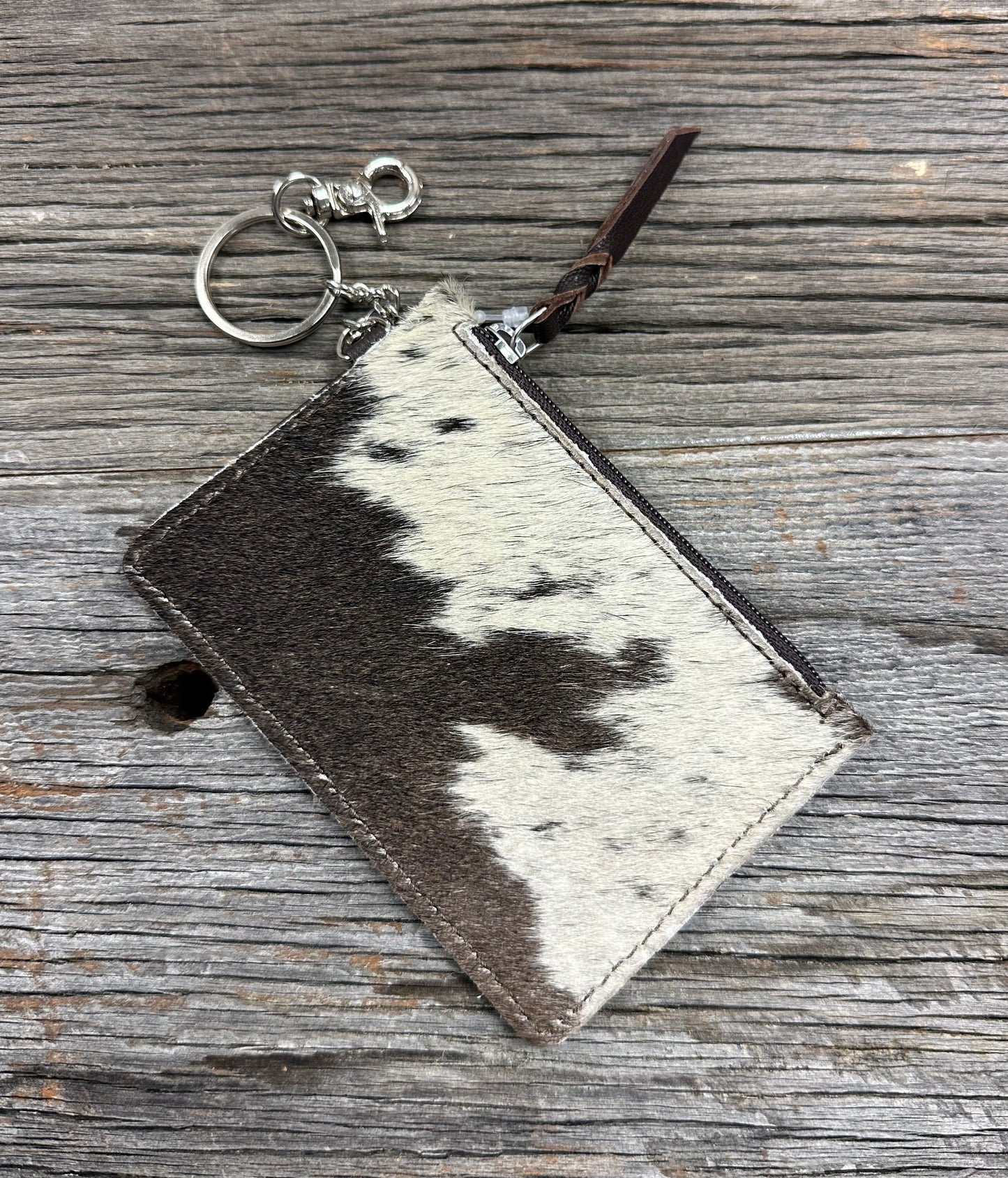 Western Cowhide Leather Keychain Wallet
