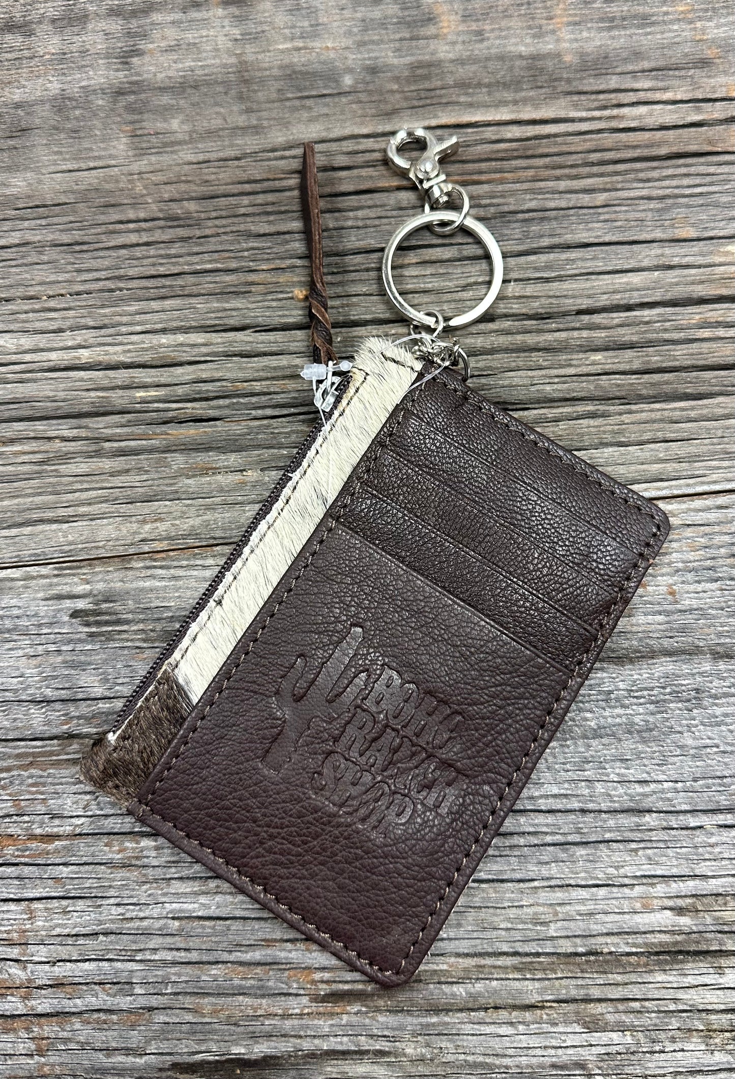Western Cowhide Leather Keychain Wallet