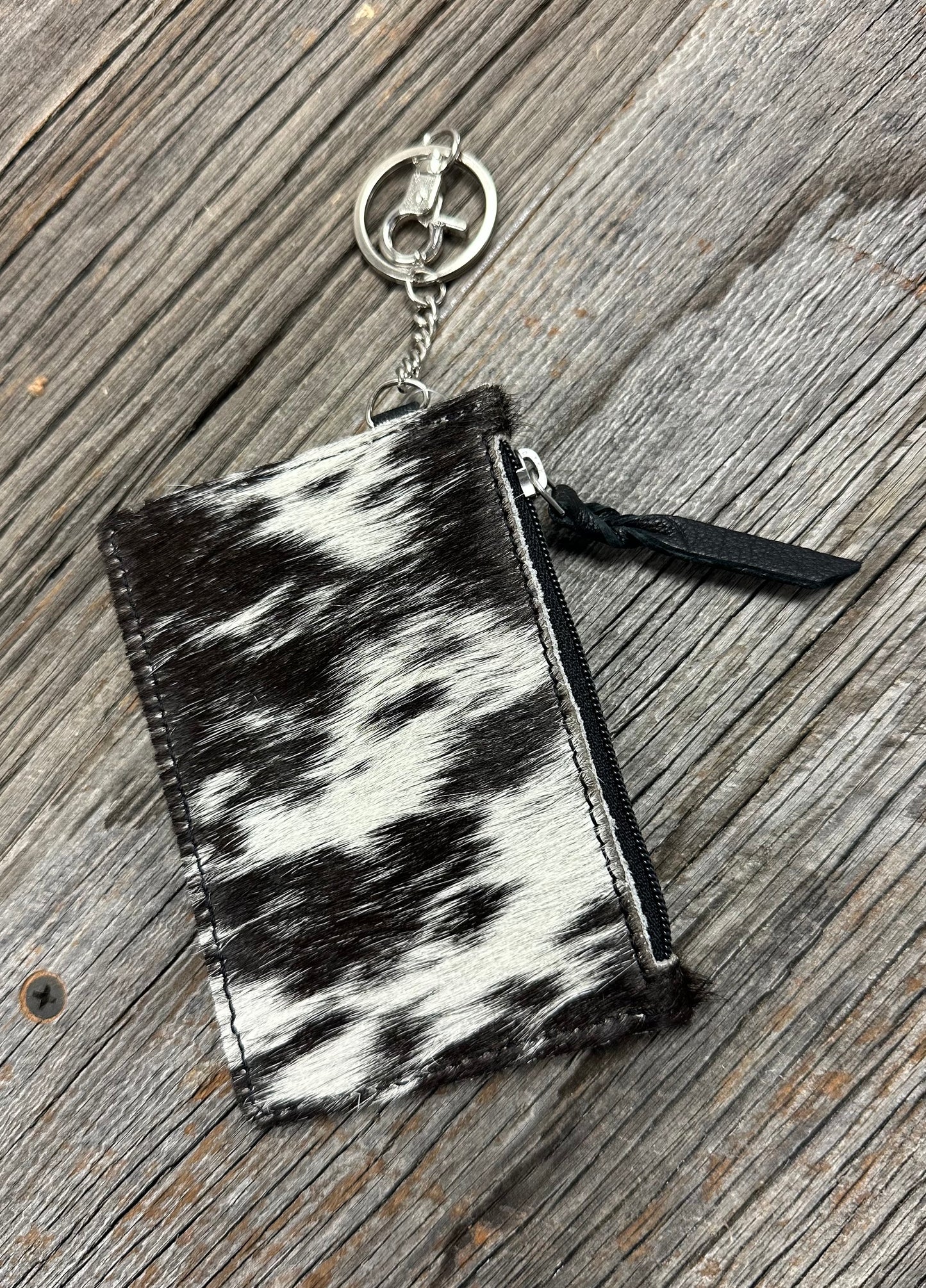 Western Cowhide Leather Keychain Wallet