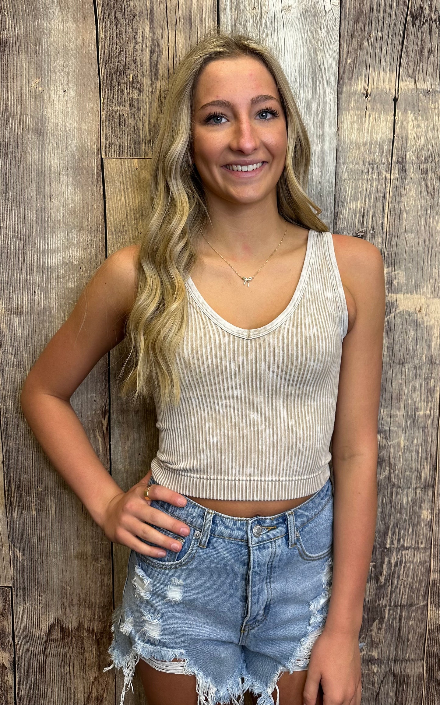 ASH MOCHA RIBBED TANK TOP