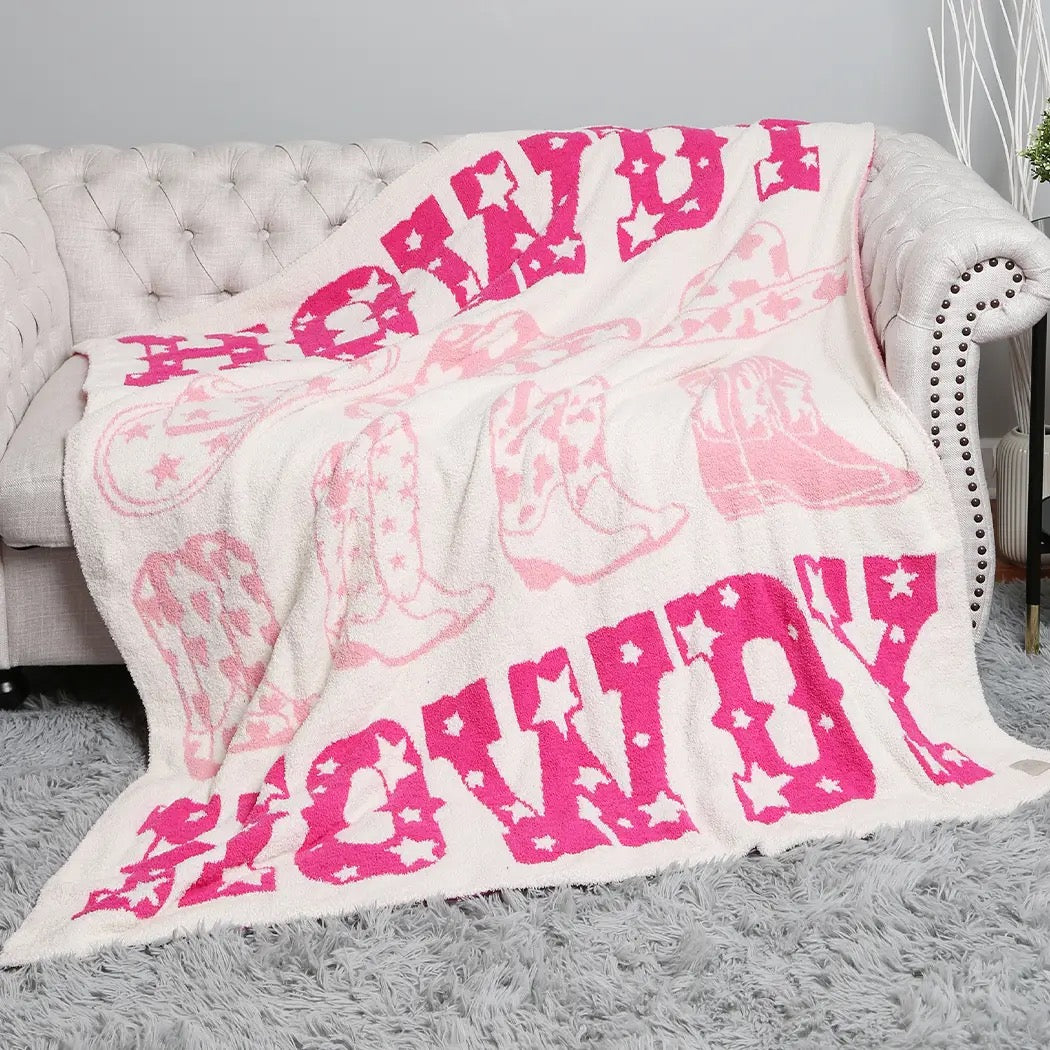 Pink Howdy Western Throw Blanket