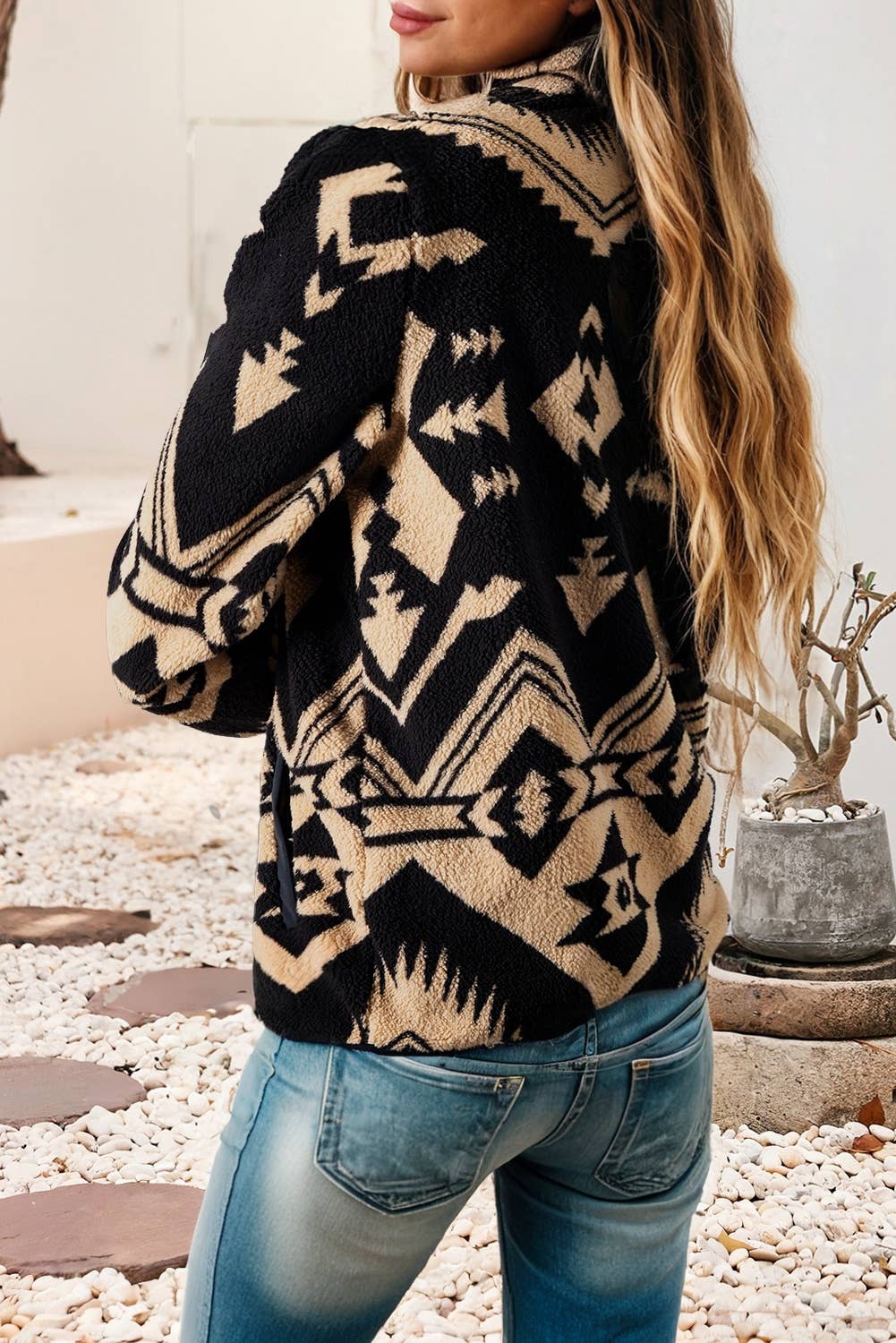 Western Aztec Half Zip Plush Sweatshirt